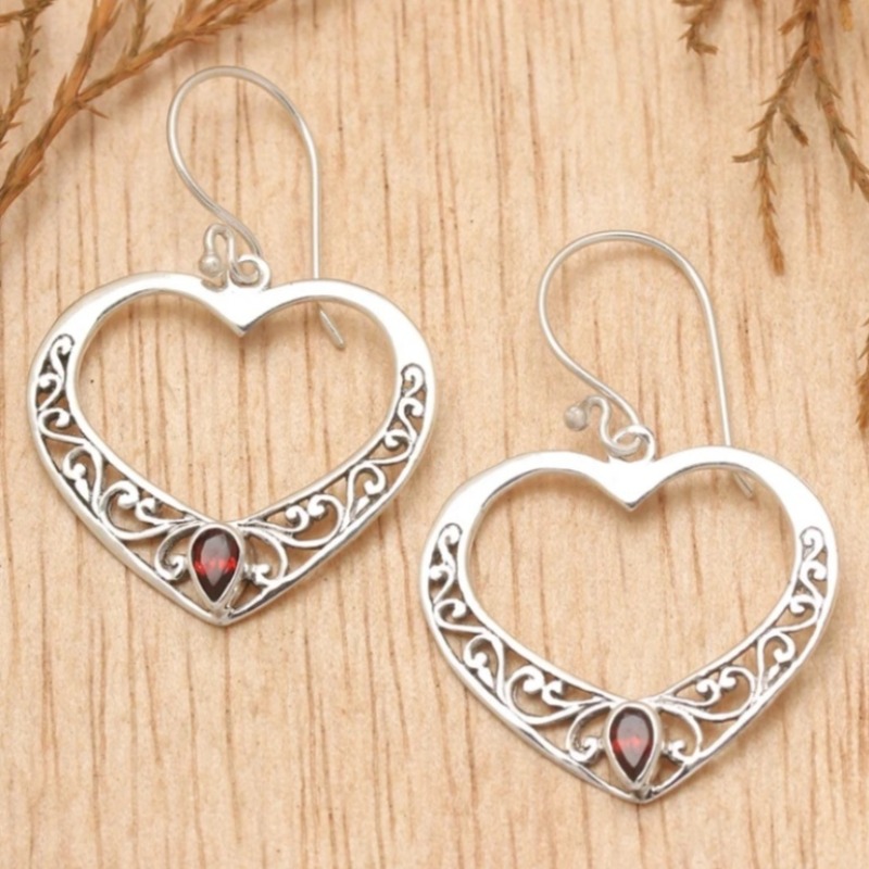 Vintage Bohemian Hollow Heart Earrings with Zirconia